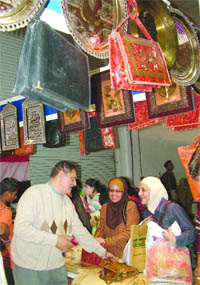Visitors at Afghanistan pavilion during the IITF-2009 in New Delhi on Saturday.