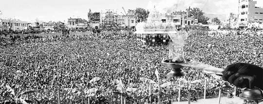 Thousands of devotees take a holy dip in the Padmavati tank on the occasion of Panchami Teertham in Tiruchanur, near Tirupati, on Saturday. 