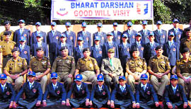 Officers and students before leaving for Bharat Darshan in Jammu on Sunday