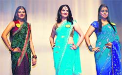 Students of MCM DAV College; and (right) special children of SOREM, Sector 36, take part in a fashion show in Chandigarh on Monday. 