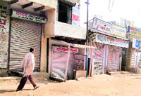 A view of the closed shops in Kosli on Monday