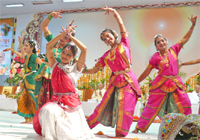 Artists from Mumbai presenting group dance during the closing ceremony of Global Festival in Shantivan, Abu Road
