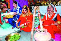 students at an exhibition at Sangat Hall in Guru Nanak Bhavan.