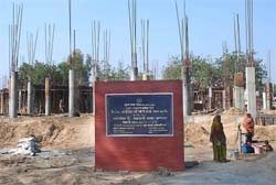 A view of the under-construction modern OPD block at Civil Hospital in Bathinda. 