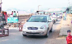 The bridge over the Sutlej under repair in Ropar 
