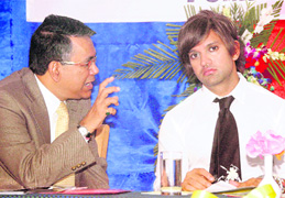 Yashovardhan Birla, Chairman of Yash Birla Group of Industries (right), with Kalyan Bhattacharya, Chairman, Birla Power Solutions Limited, at the launch of a multi-fuel pumping set in Rishikesh on Tuesday.