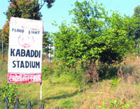 A view of the unkempt MA stadium in Jammu.