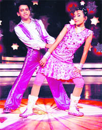 Rishab (left) and Samantha perform during TV reality show Boogie Woogie.