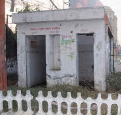 A public toilet in a dilapidated condition at BMC Chowk in Jalandhar.