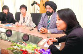 Lin Y, director-general of the Asia-Africa Department of Chinese People's Association for Friendship with Foreign Countries at the Press Club, Sector 27, Chandigarh, on Thursday.