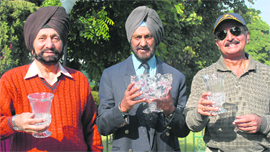 Winners of the Retired Air Force Officers Golf Championship at the Golf Club in Chandigarh on Thursday.