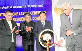 Comptroller and Auditor-General of India Vinod Rai at the stone-laying ceremony of the office-cum-residential complex of the Indian Audit and Accounts Department at Kaulagarh on Thursday.
