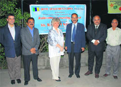 Representatives of the Gurgaon Municipal Corporation, Coca Cola, FORCE and RWA of Hope Apartments in Sector 15, Gurgaon, during the public dedication of a rainwater harvesting project.