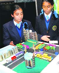 Students during a science exhibition in Chandigarh