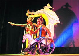 Special children stage a ballet at Abhinav Theatre in Jammu on Friday. 