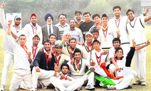 SD College after winning Panjab University Inter-College Cricket Tournament in Chandigarh on Saturday.
