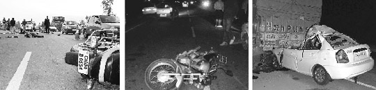 A view of different accidents that took place on the Zirakpur-Lalru road recently
