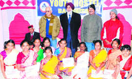 Students who presented a folk dance of Tamil Nadu along with Dr DS Dhillon, principal, Dalhousie Public School.