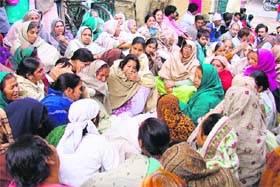 Grieving relatives at Jawahar Nagar in Ludhiana