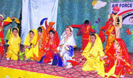 Children perform during the annual function of Air Force School in Sirsa.