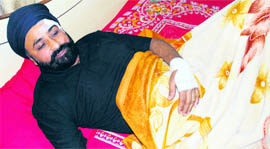 Councillor Tarsem Singh Bhinder who was allegedly beaten up in Ludhiana on Sunday.