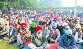 Punjab Agricultural University employees protest against the non-implementation of revised pay scales in Ludhiana on Monday.