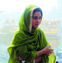 Actress Juhi Chawla pays obeisance at the Golden Temple in Amritsar.