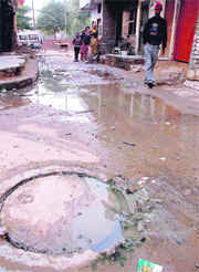 Overflowing sewage in Sector 52, Chandigarh.