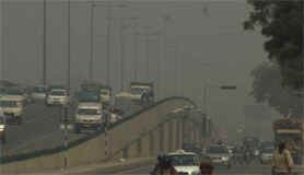 A blanket of fog covered the Delhi-Jaipur national highway passing through Gurgaon on Tuesday afternoon.