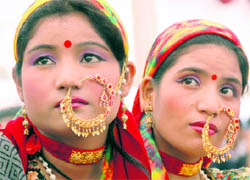 Two women with huge noserings at an AIDS awareness rally in Dehradun on Tuesday