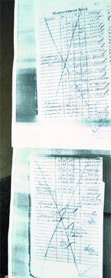 Entries in a measurement book made by individuals other than the junior engineer concerned.