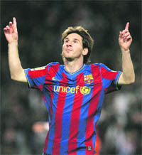 A file photo of Argentina Lionel Messi. Messi was awarded the Ballon dOr award on Tuesday.