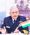 Navy chief Admiral Nirmal Verma addresses the media in New Delhi on Wednesday.