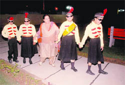 Students of the Institute for Blind take a round of the Sensory Park after its inauguration in Sector 26, Chandigarh, on Wednesday.