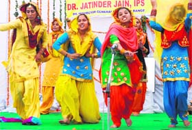 Students of DAV College present gidah during a cultural programme-cum-prize distribution function in Bathinda