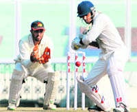 Punjabs Vishwas Bhalla bats against Himachal at the PCA stadium in Mohali on Thursday.