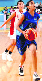 Indian Captain Amruta in action on Thursday.