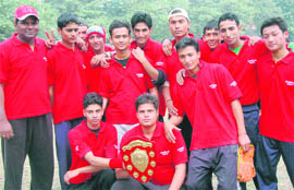Winners of the Inter-House Cricket Tournament of the Kukreja Institute of Hotel Management, Dehradun, on Friday.