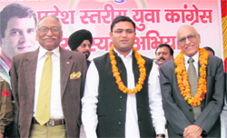 IYC president Ashok Tanwar with KJ Rao (right) during the launch of a membership drive at Sirsa