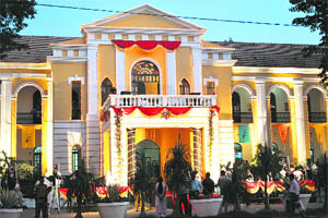 The decorated IFFI head office and the red-carpet area