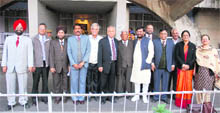 Elected members of the Syndicate at Panjab University in Chandigarh on Saturday. 