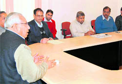 VC Swatantra Kumar presides over a meeting with the varsity authorities over the Jammu episode in Haridwar on Saturday