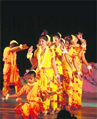 Students perform during the annual day function of Spring Blossom Public School at Abhinav Theatre in Jammu