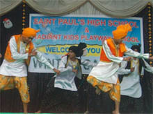 Students of Saint Paul's High School, Bathinda, performing a folk dance on Sunday.