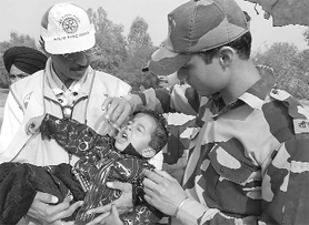 A child is being administered polio drops during the December round of pulse polio in Mohali on Sunday.