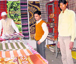 Khadi products at a stall put up by the Indian Institute of Entrepreneurship at the National Khadi Mahotsav in Dehradun