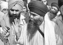 Baba Harnam Singh Dhumma, chief of Damdami Taksal, in Ludhiana on Sunday.