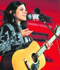 Terra Naomi perform at a concert organised at the SKICC in Srinagar on Monday to highlight the effects of global warming
