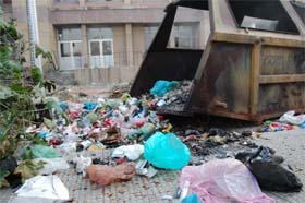 Medical waste lies scattered in the Jallianwala Bagh Memorial Civil Hospital in Amritsar