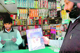 A bookstore at Sector 34, Chandigarh, illegally selling forms of a competitive examination.